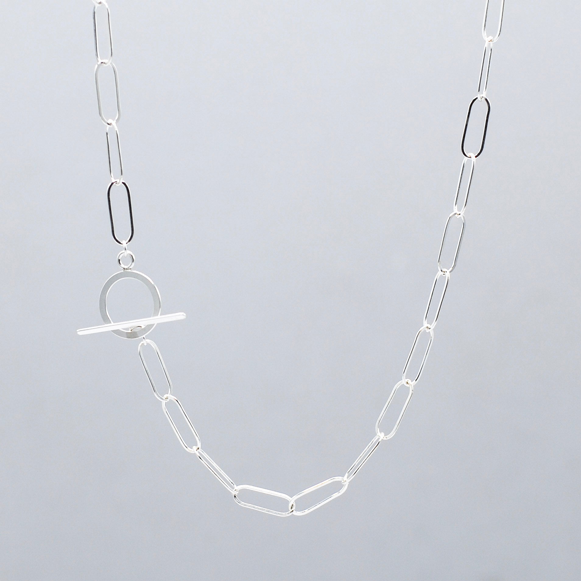 Sterling Silver Extra Large Paperclip Toggle Necklace | Jewel Ya