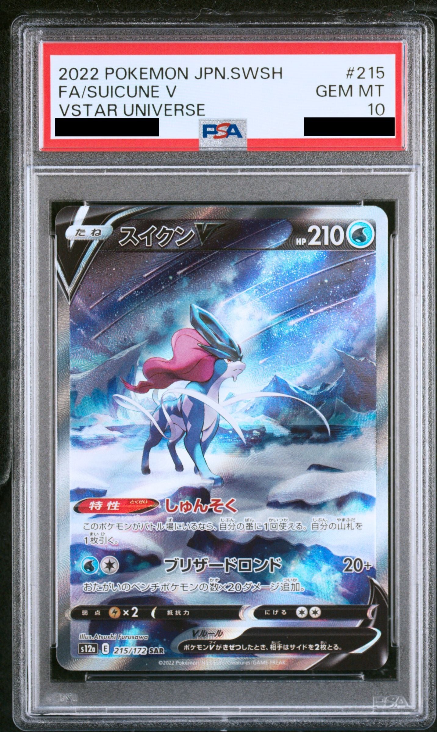 Pokémon card PSA 10 Suicune V 215/172 VSTAR Universe JAP – Pika