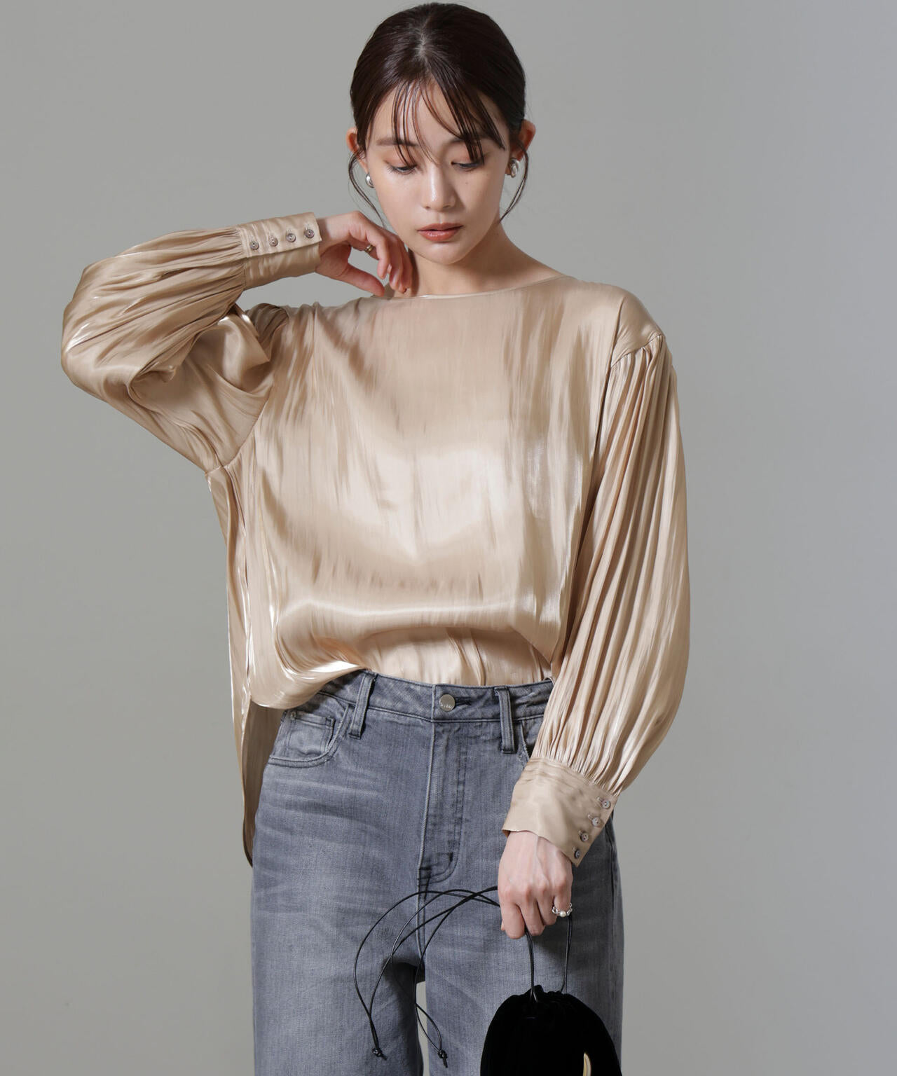 ブライト シアー ギャザー ブラウス