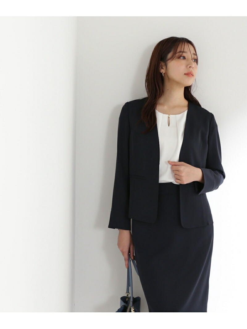 楽天市場】[洗える]＜ポリエステルドビーSET UP＞ノーカラージャケット