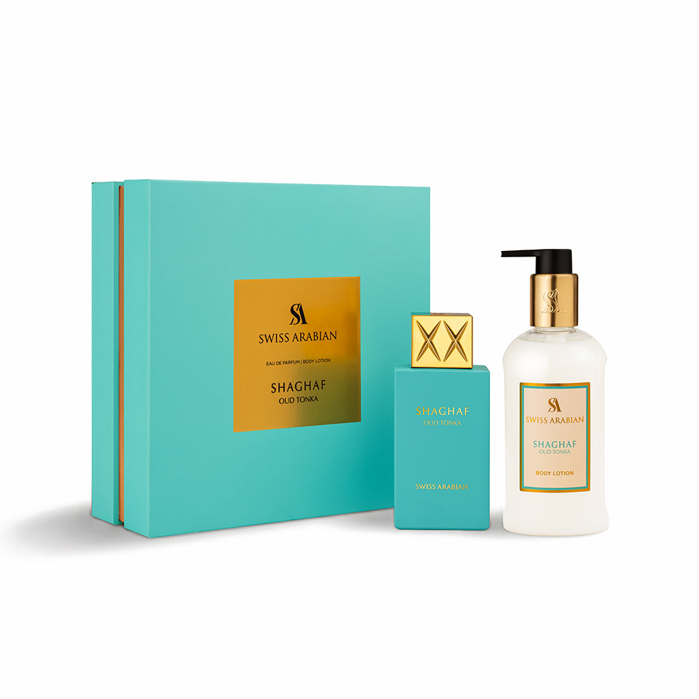 SHAGHAF OUD TONKA EDP + BODY LOTION GIFT SET – Swiss Arabian US