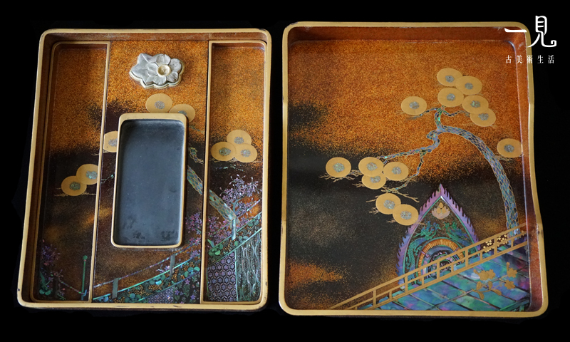 金梨地蒔繪螺鈿硯箱＿ 難得一見‧ 書道具‧ 硯箱一見藝術公司一見古美術