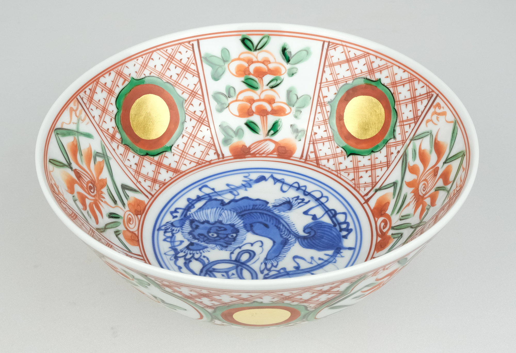 栗山園オンライン通販部 / 【出物】 赤絵玉遊獅子鉢 3代三浦竹泉（竹軒）