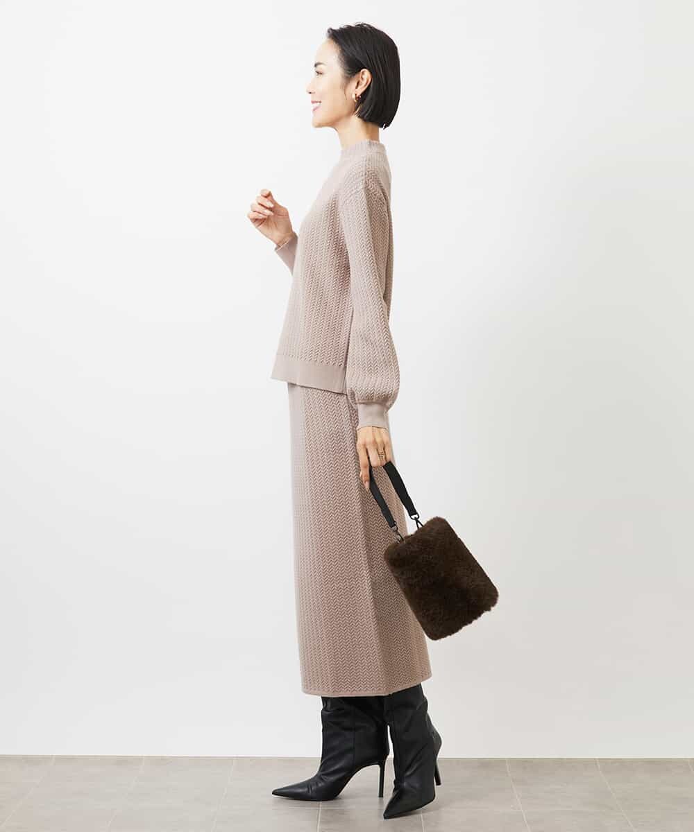 セットアップ対応］ミニケーブルニットスカート(ミモレ丈スカート