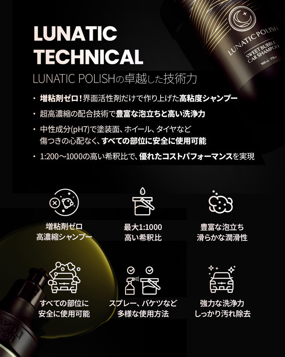 LUNATIC POLISH-SweetBubble Car Shampoo | カー用品のセイワ