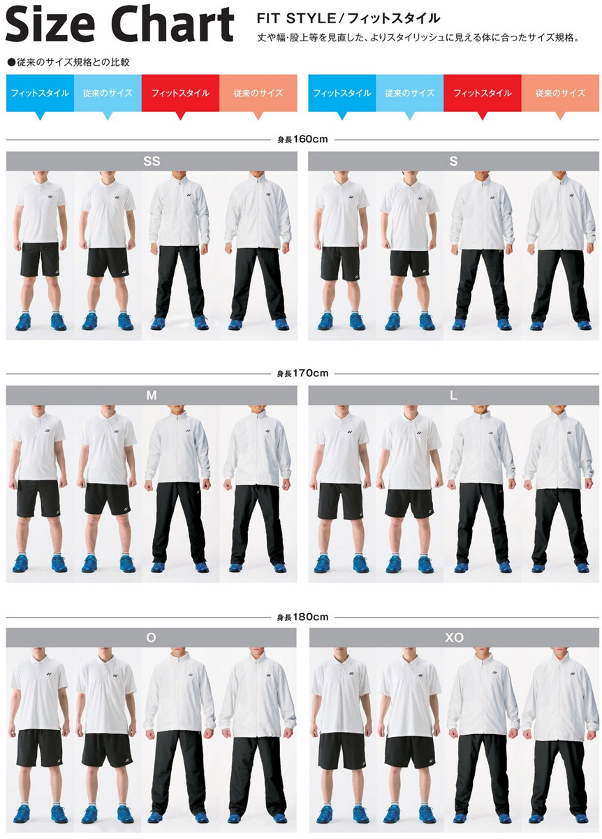 YONEX ユニフォーム Oサイズ 楽天市場】ウェア > ヨネックス > サイズ表：KPI