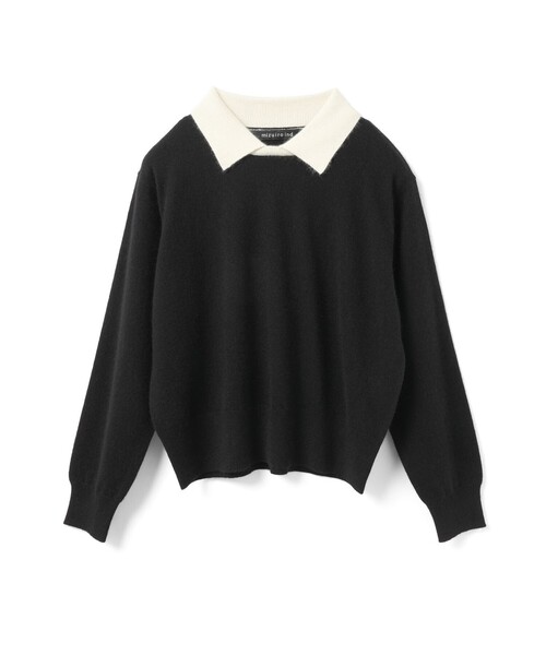 mizuiroind（ミズイロインド） ニット セーター ハイゲージ襟付きプル