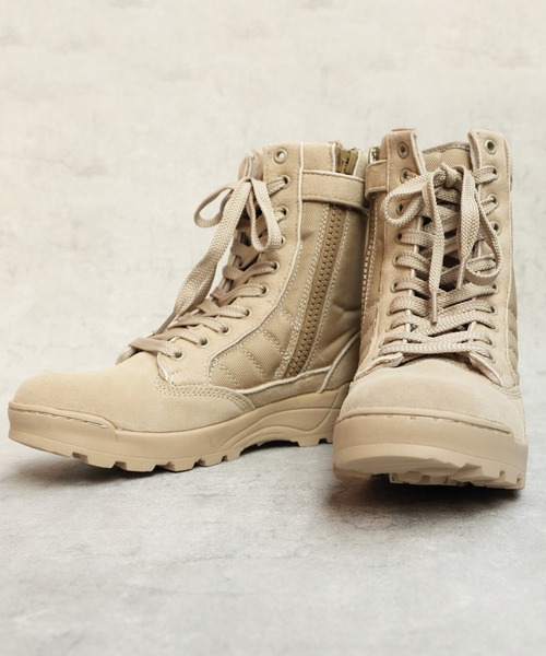 8 ブーツ サイドジップ付ミリタリーブーツ (サンドタイプ) メンズ