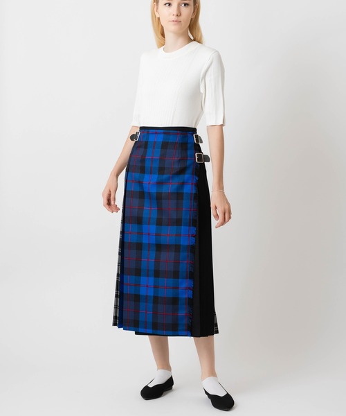 O'NEIL of DUBLIN キルトスカート ロング BARROW ネイビー O'NEIL of