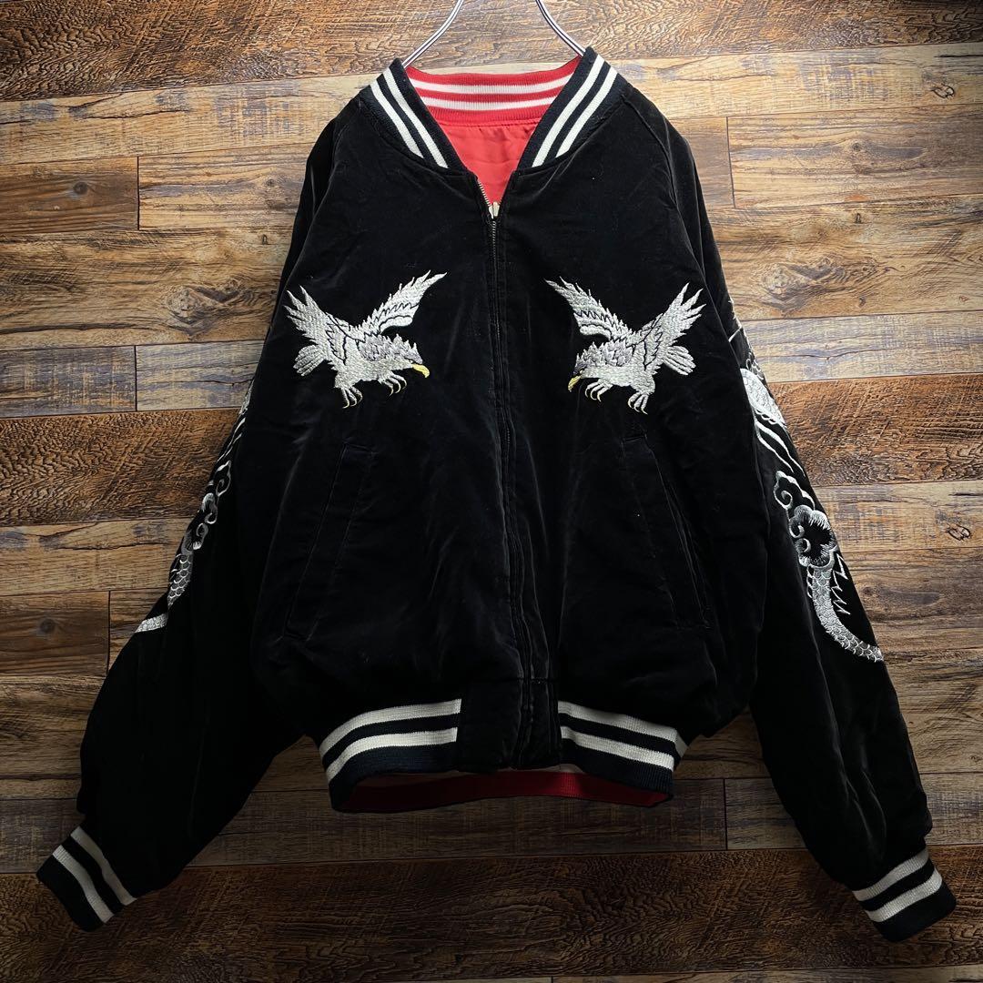 JUNGLE STORM ジャングルストーム リバーシブルベロアスカジャン 黒