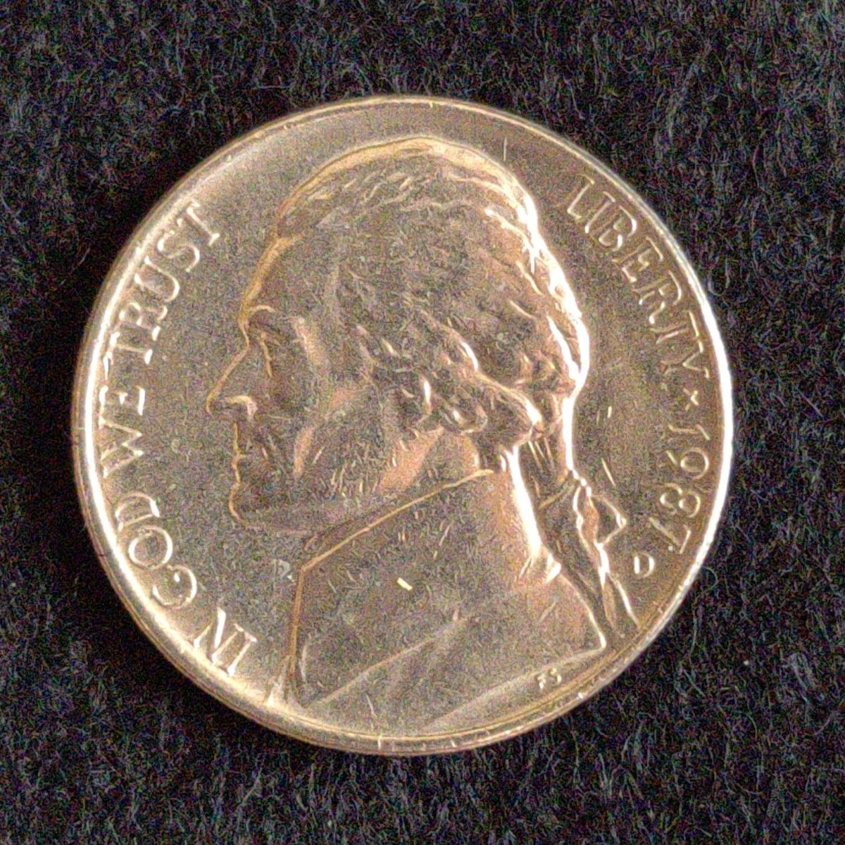 アメリカ硬貨 ジェファーソン5セントコイン 1992年と1987年の2枚セット