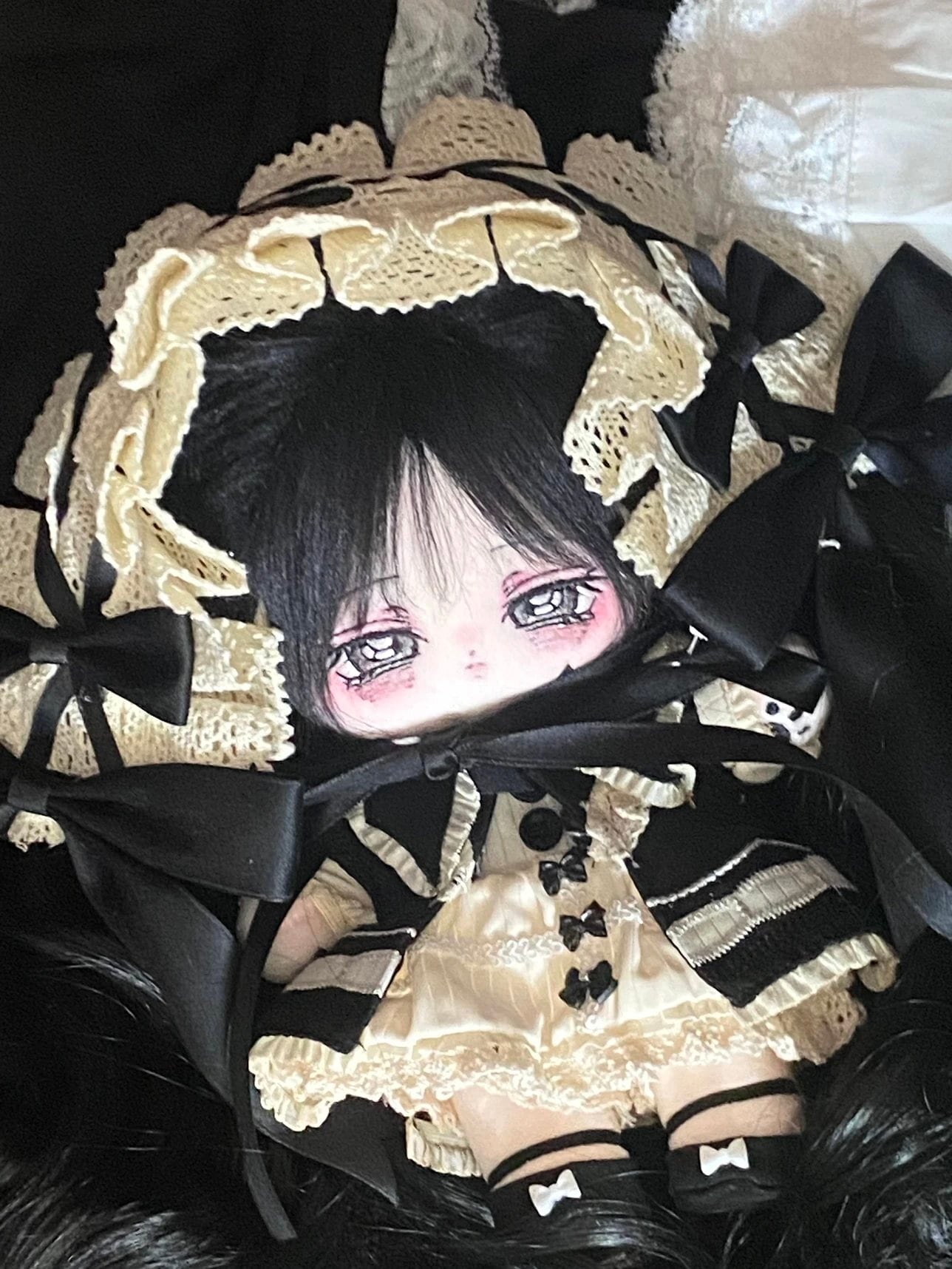 20cm無属性着せ替えぬいぐるみ 黒髪 人形 ドール スケルトン入り