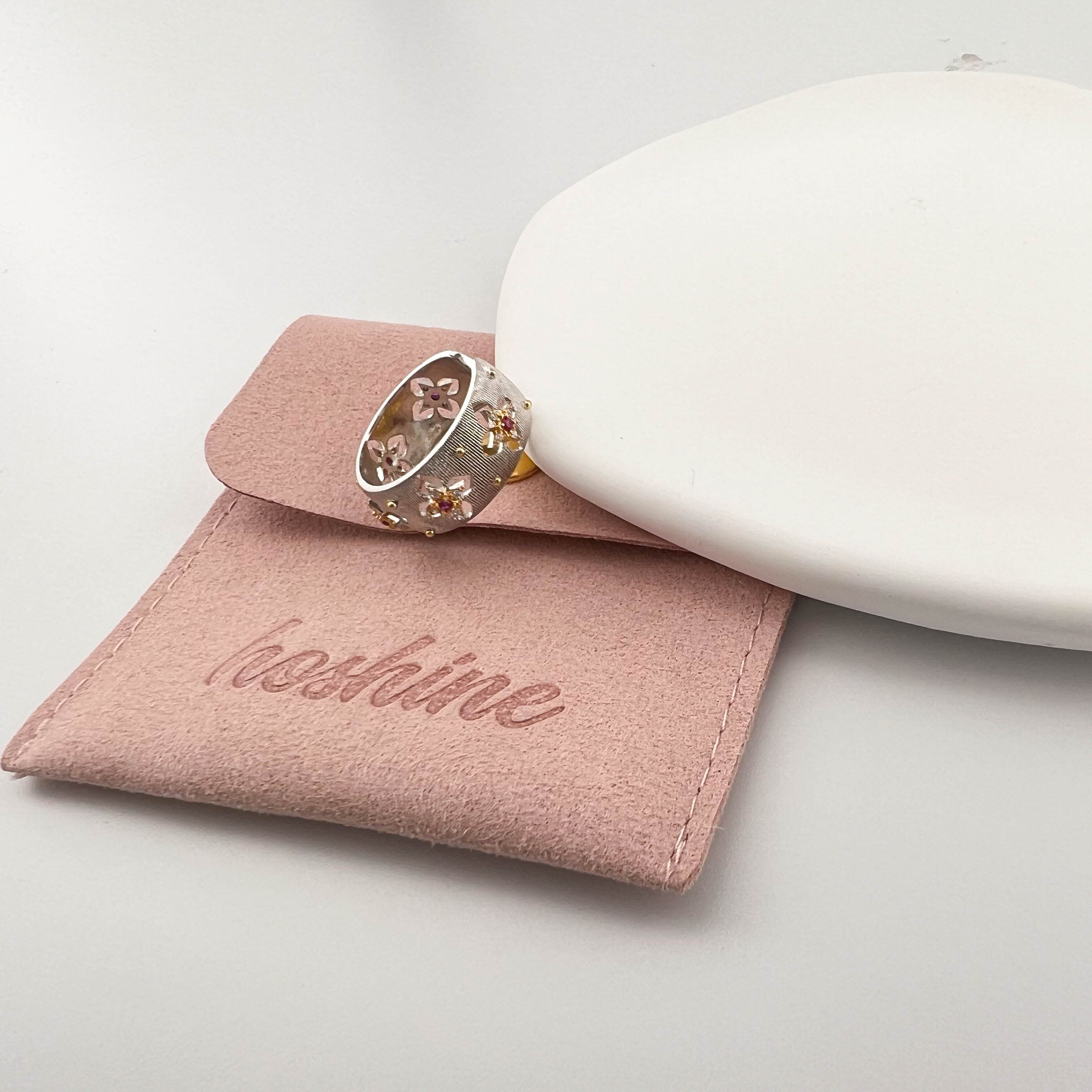 上品なブチェラッティ風 四つ葉のクローバー18Kメッキリング | hoshine