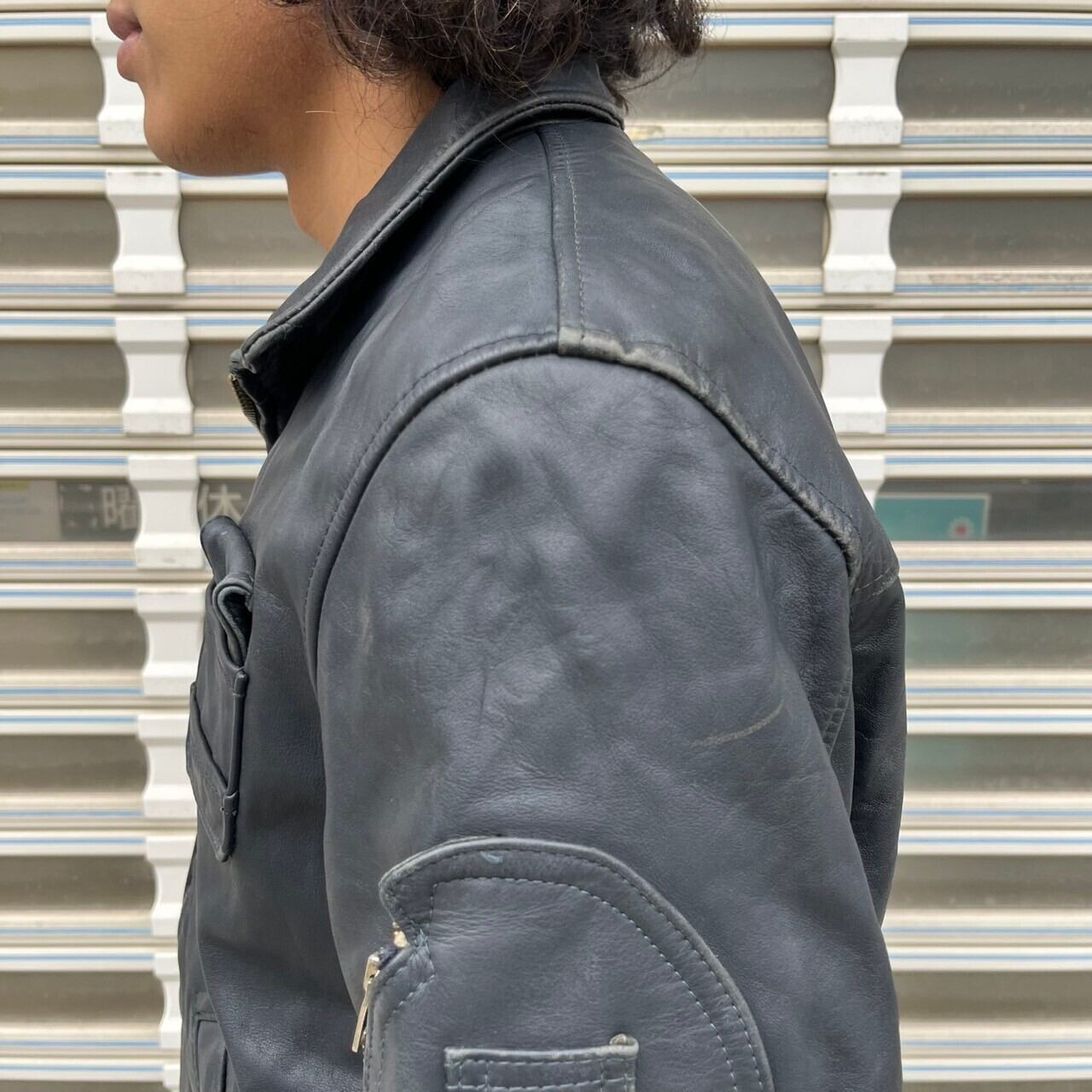 80s フランス軍 民間 ヴィンテージ パイロット レザー ミリタリー M