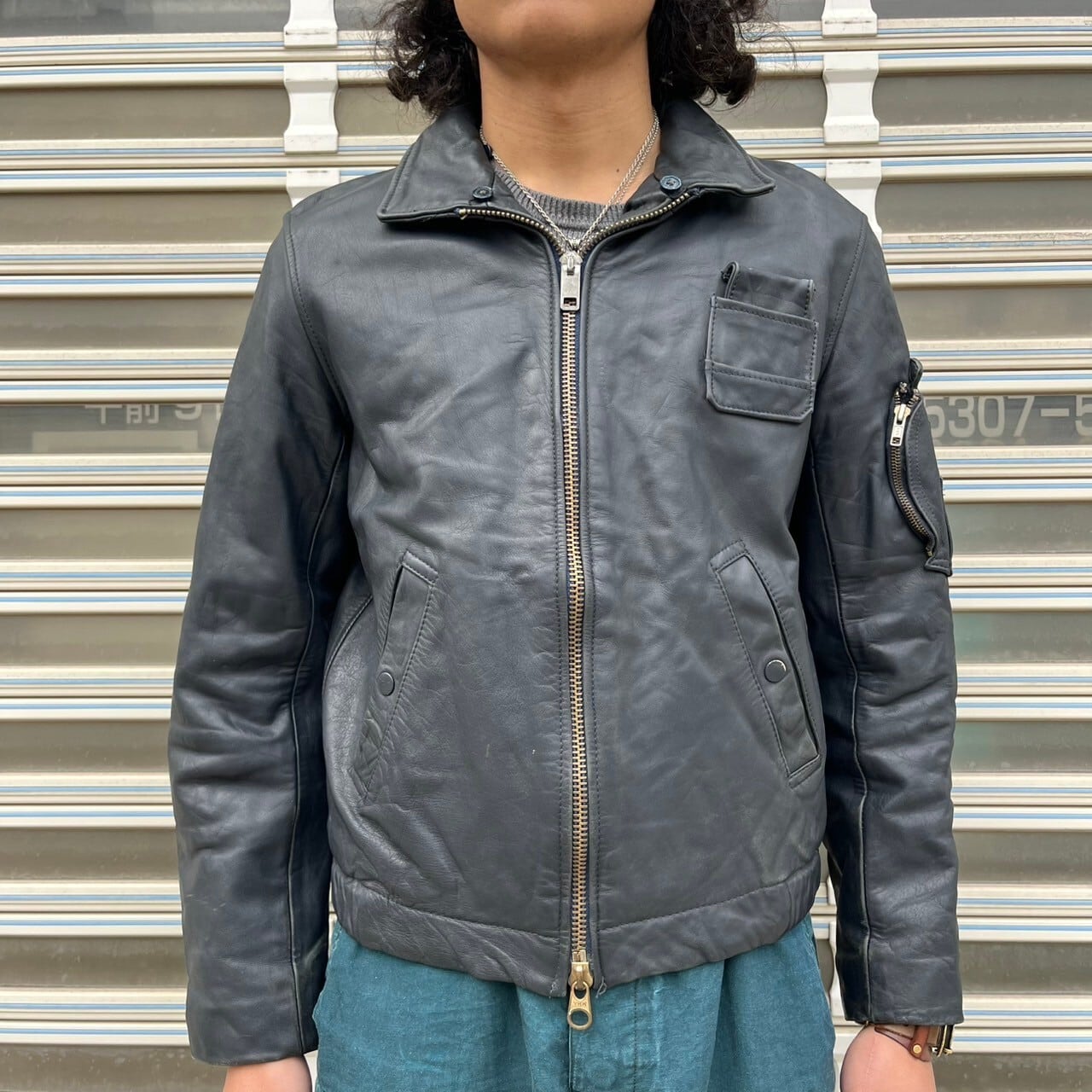 80s フランス軍 民間 ヴィンテージ パイロット レザー ミリタリー M