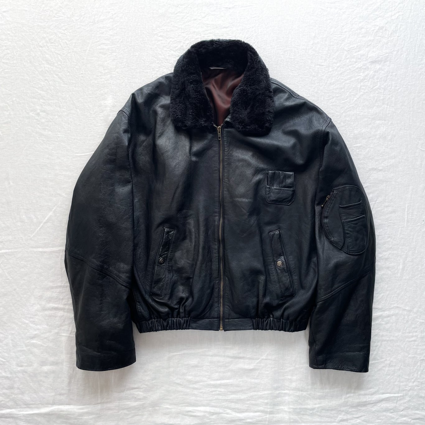 良品 フランス軍 ボア付き パイロット レザー フライトジャケット 52