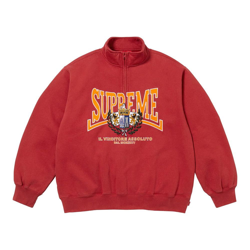 Supreme】Crest Applique Half Zip Pullover☆Dark Red☆25FW (Supreme