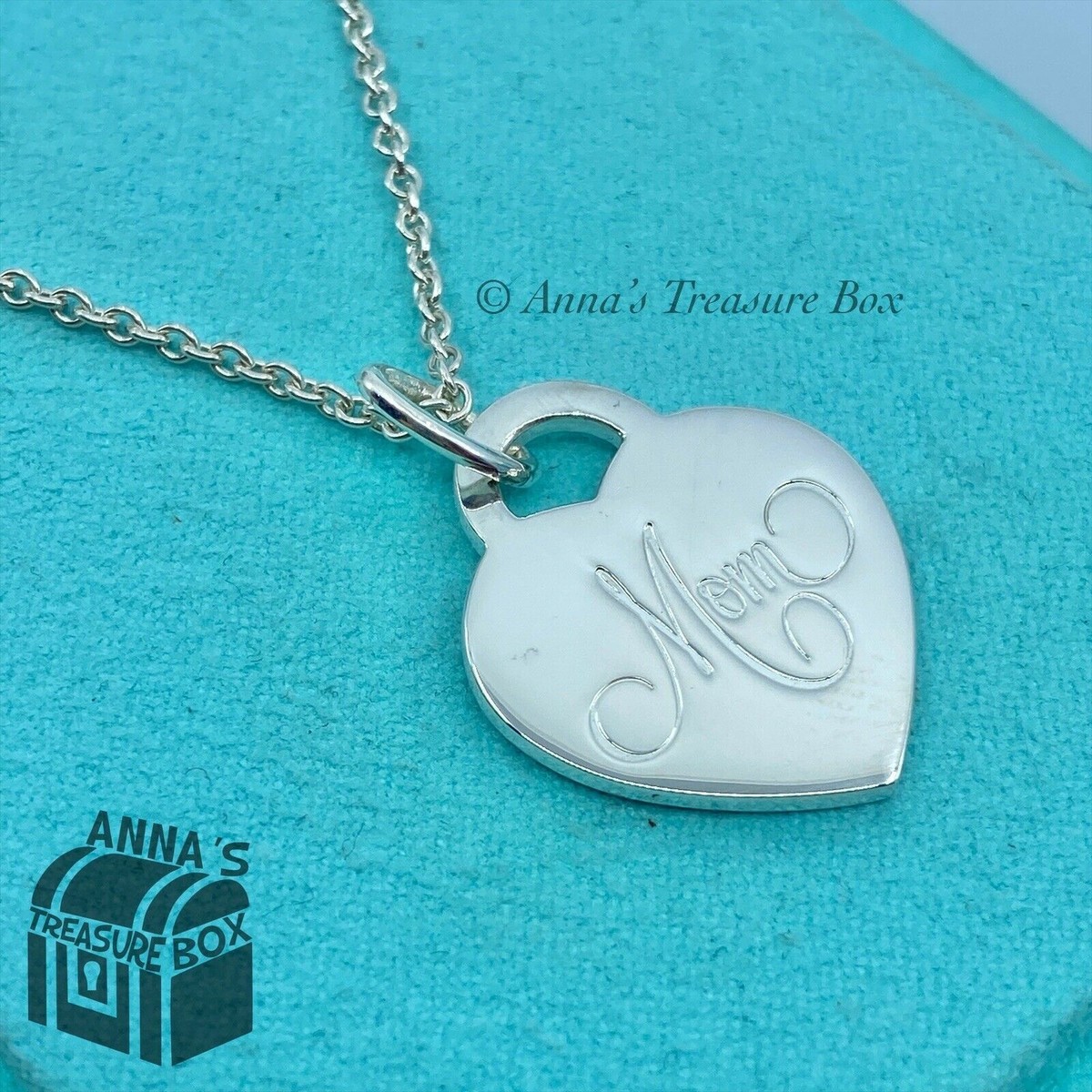 Tiffany & Co. 925 Silver MOM Heart Tag Charm 20
