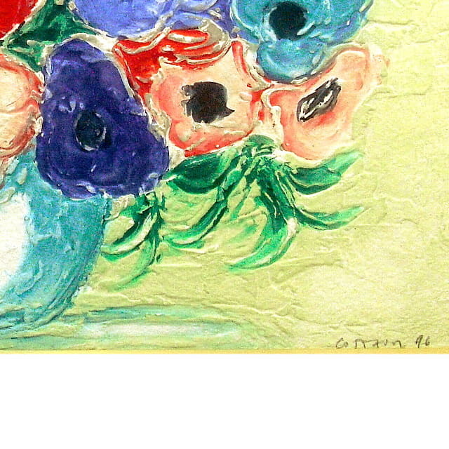 アンドレ・コタボ「カラフルブーケ」カーボランダム版画 サイン入り