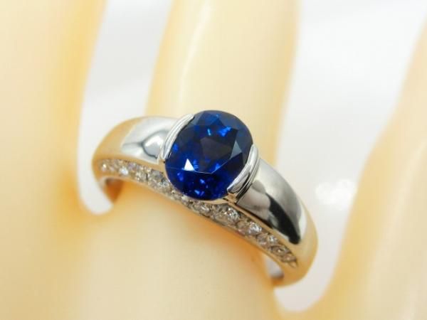 非加熱ブルーサファイア ダイヤモンドリング SA 1.53ct D 0.36ct Pt900