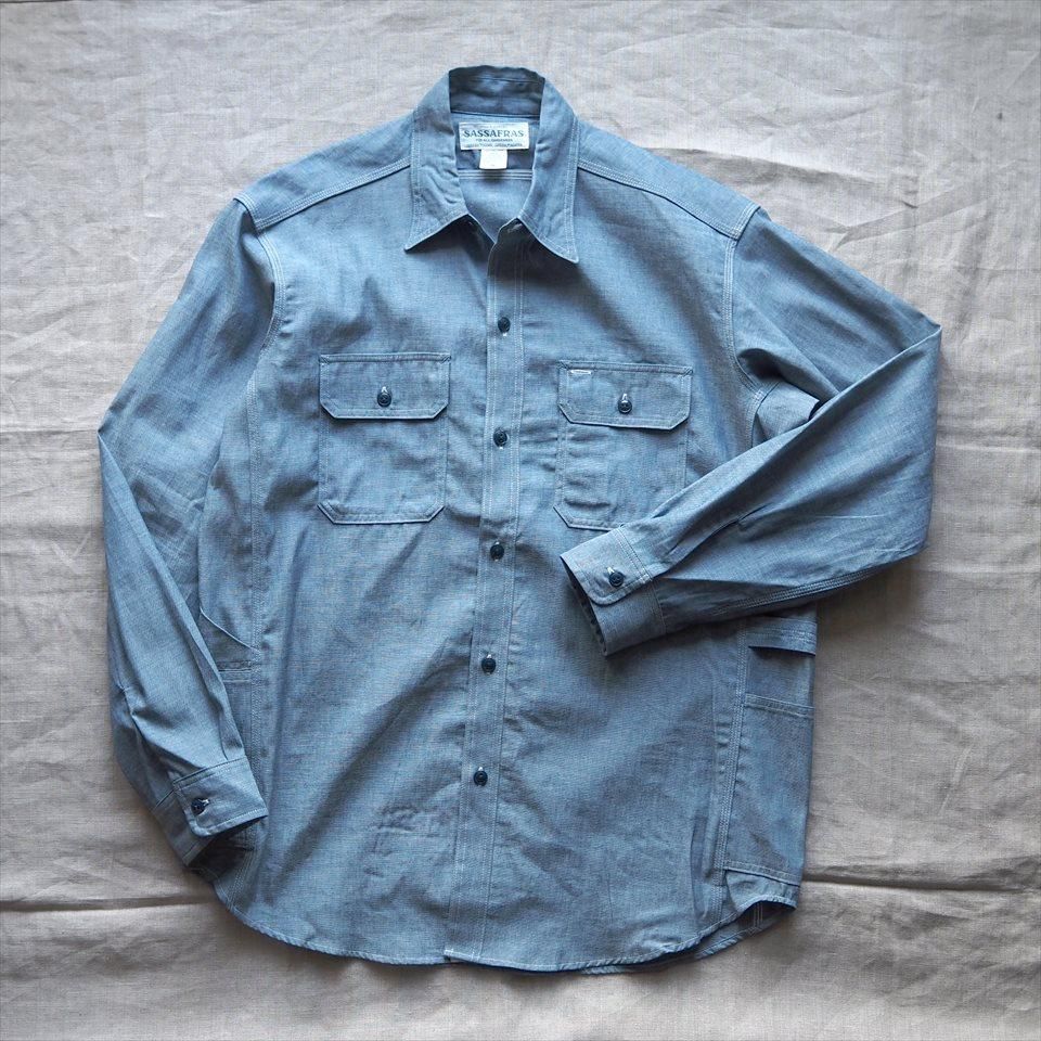 Sassafras（ササフラス）GARDENER SHIRT ブルー（スーピマコットン