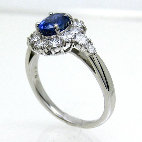 9月誕生石 サファイア リング プラチナ 指輪 鑑別書付 ダイヤ