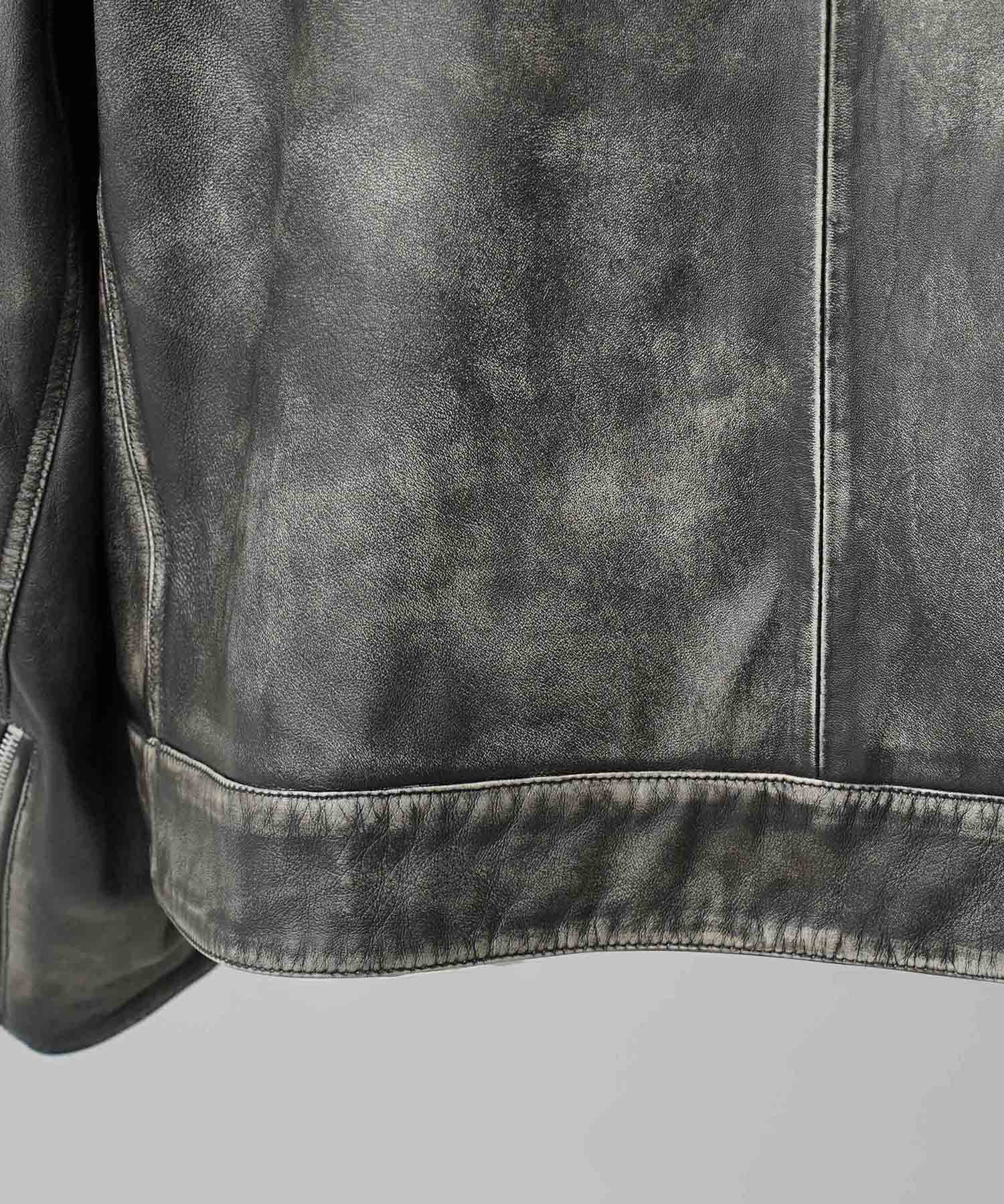 Sheep Leather Single Riders Collared Jacket