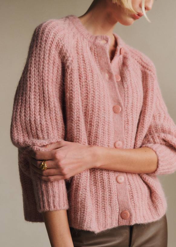 Emile Cardigan - Mottled Pink - Alpaca - Sézane