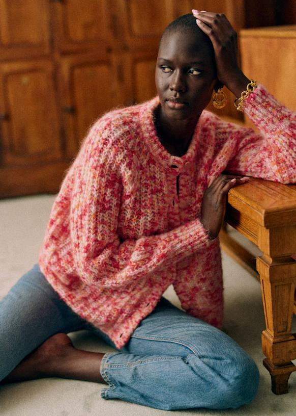 Emile Cardigan - Multicoloured Pink Orange - Merino Wool - Sézane