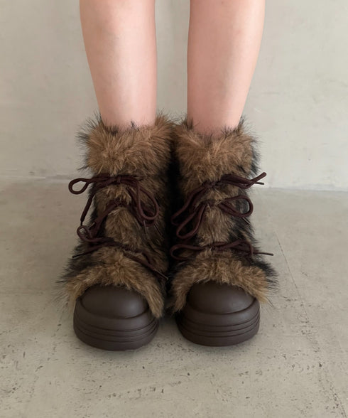 ボリュームフェイクファーブーツ | WR3254009 | ブラウン – Outfitter lab