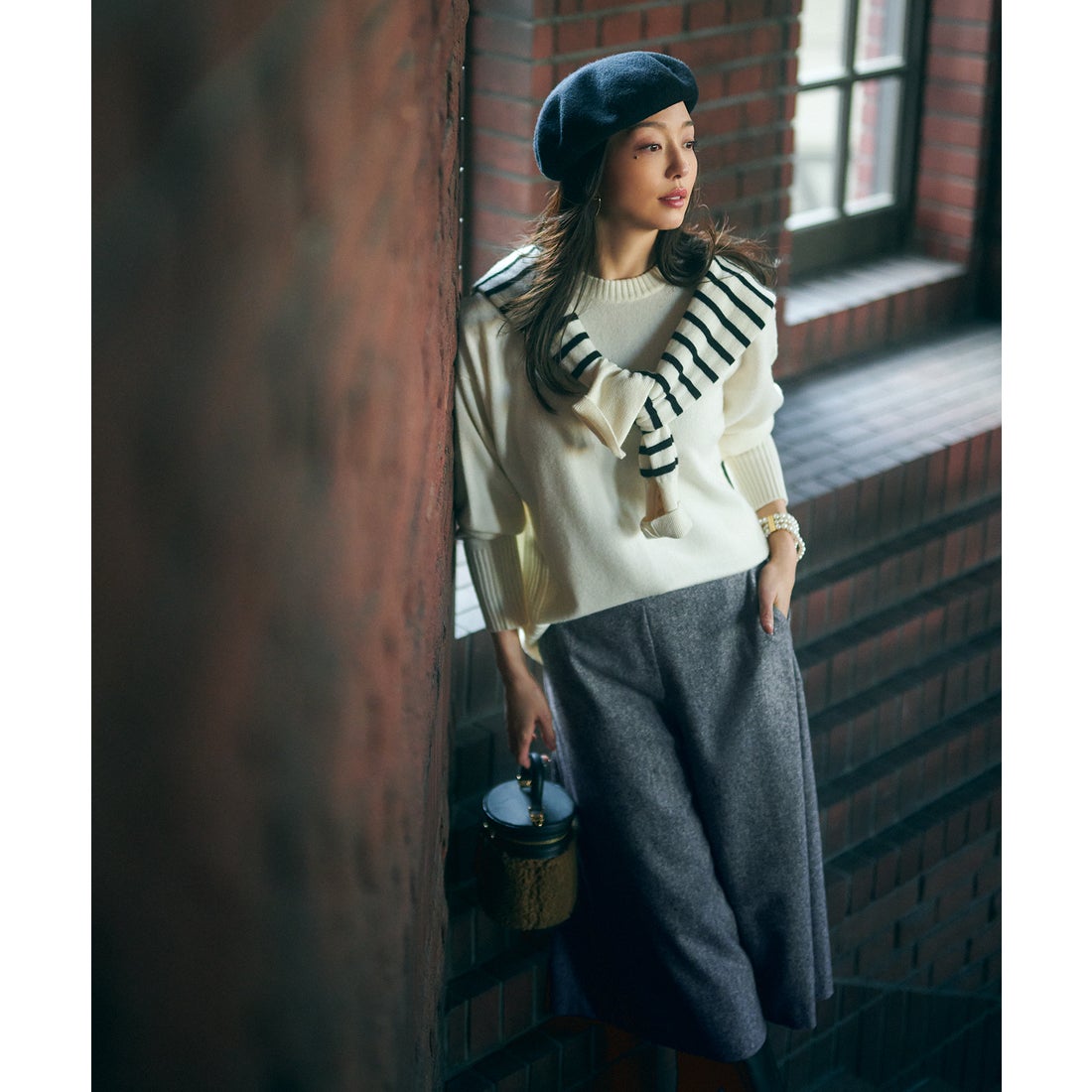 23区（大きいサイズ） 【洗える】ウールカシミヤ クルーネック ニット