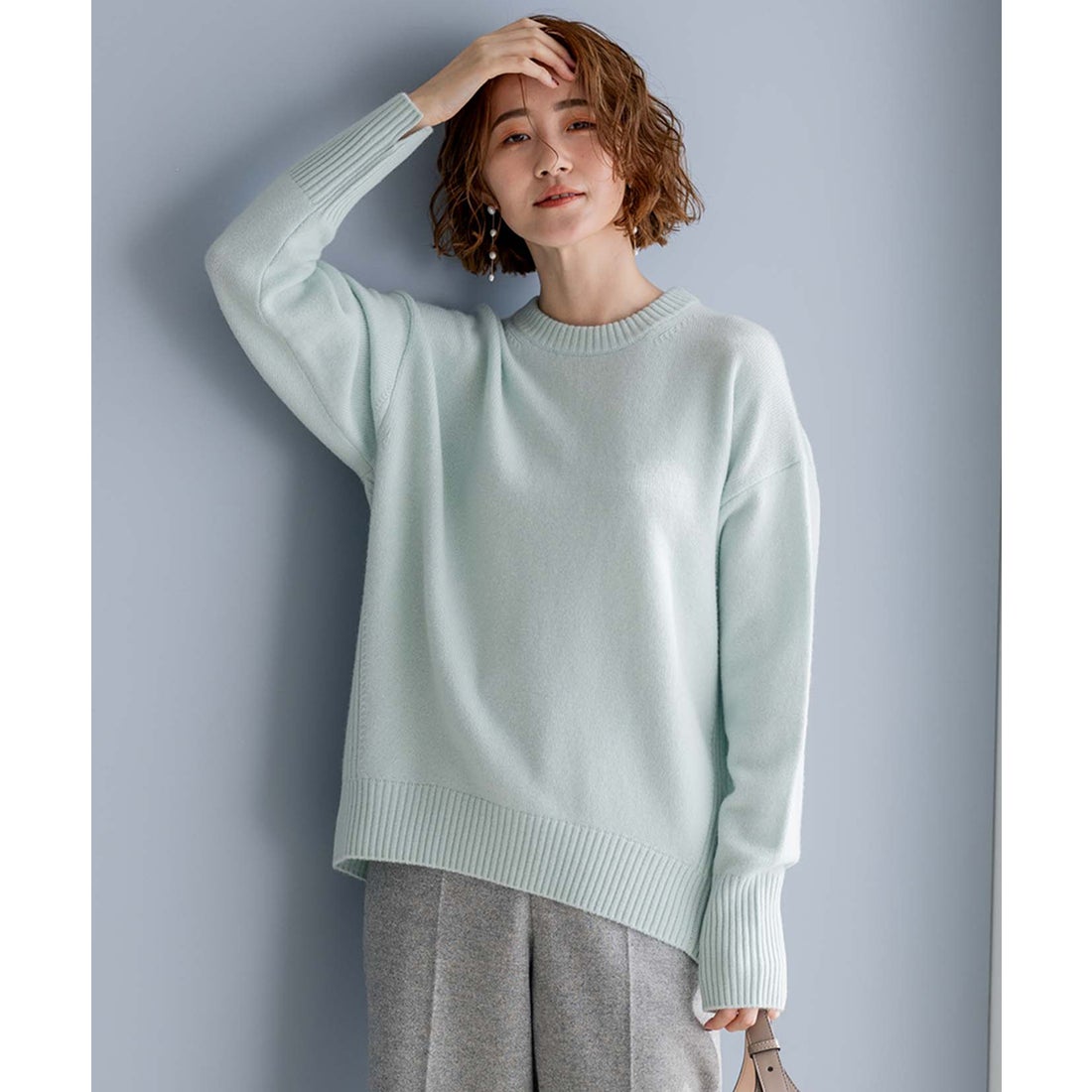 23区（大きいサイズ） 【洗える】ウールカシミヤ クルーネック ニット