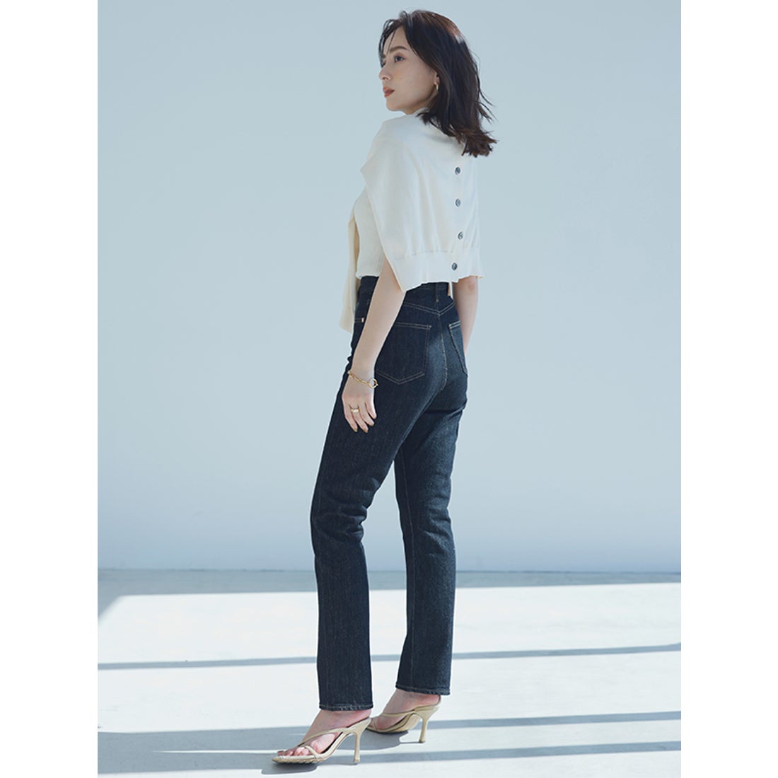 アニュアンス anuans Slim straight denim （BLACK） -ファッション