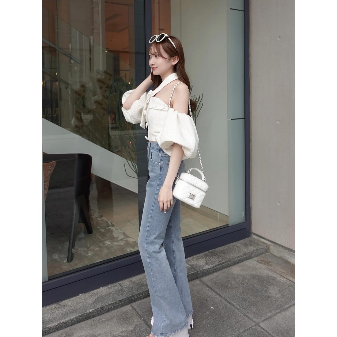 ダーリッチ Darich ホルターネックオフショルツイードトップス