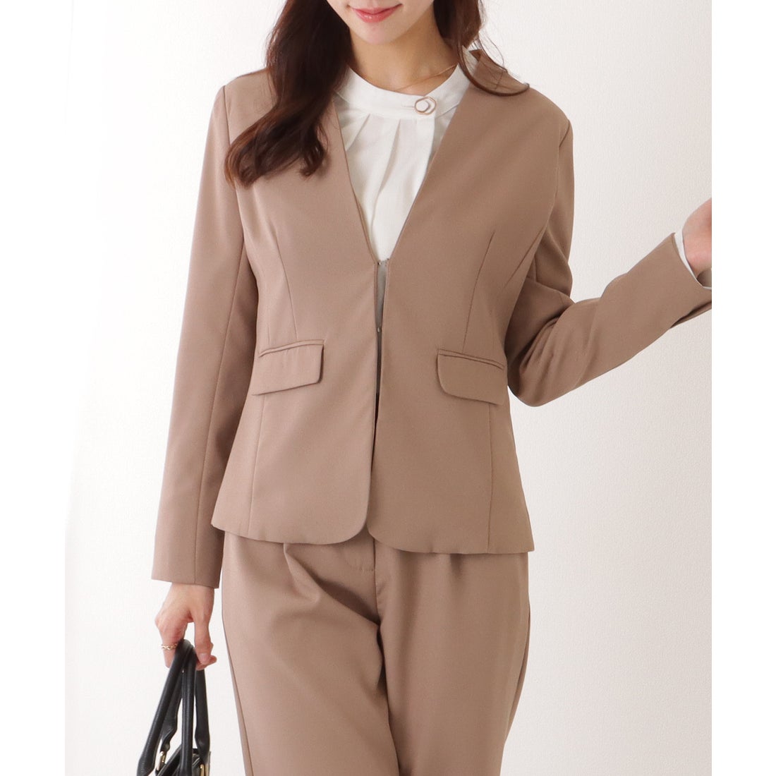 レースレディース Lace Ladies ノーカラー タック パンツ スーツ