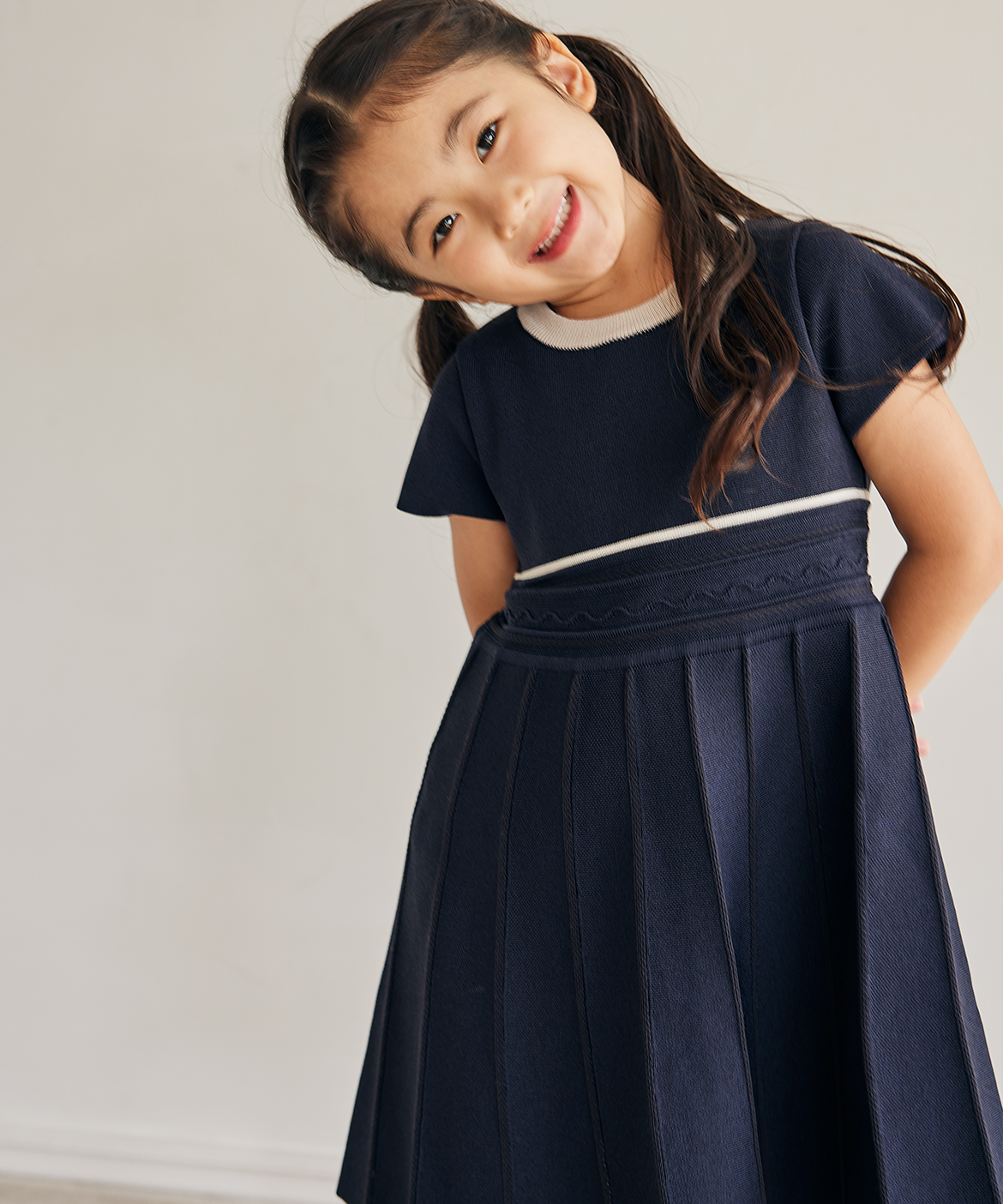 M Maglie le cassetto fiorelino》バイカラーニットワンピース《Kids