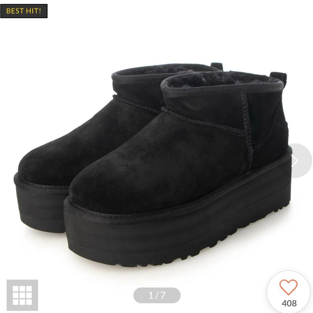 UGG CLASSIC ULTRA MINI PLATFORM ブラック　25