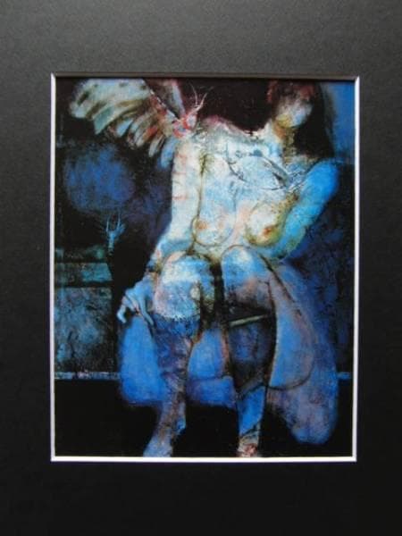 佐々木豊、『靴下をはく女』、希少画集画、裸婦、高級新品額・額装付