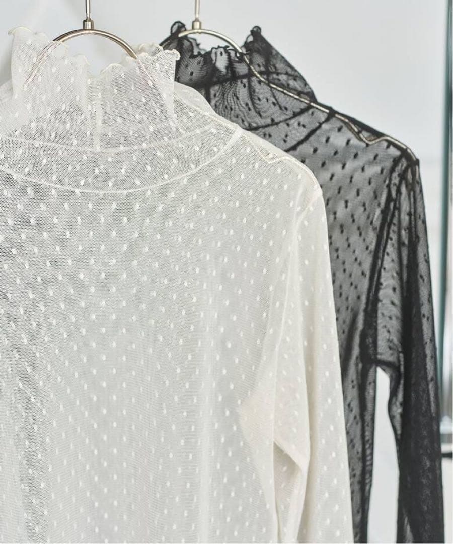 スピックアンドスパン ドットチュール ハイネック ブラック 新品