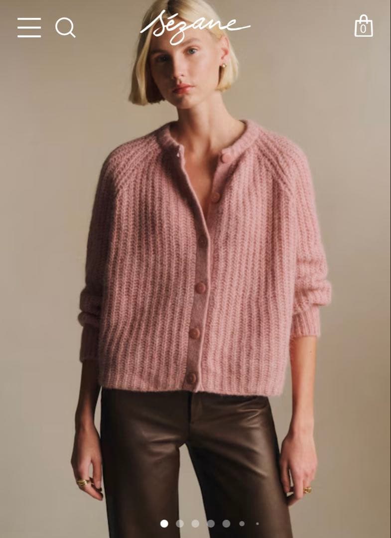 【美品】sezane EMILE カーディガンピンク Emile Cardigan - Mottled Pink - Alpaca - Sézane