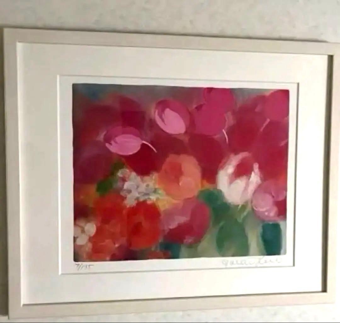 新品額入り　限定版画　直筆サイン・エディション番号・証明書あり　ジニー・キム　赤