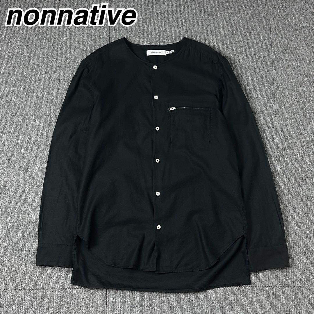 nonnative ノーカラーシャツ ブラック 黒 ノンネイティブ nonnative（ノンネイティブ）Tシャツ・カットソー 紺 サイズ:2(L位