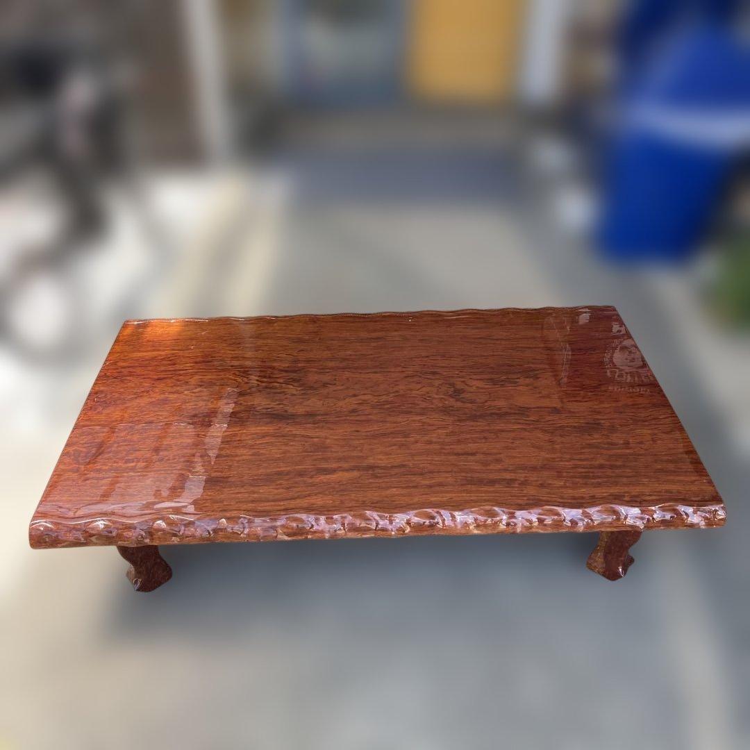 天然木 高級座卓 和 無垢 ローテーブル 一枚板調 平卓 レトロ　アンティーク