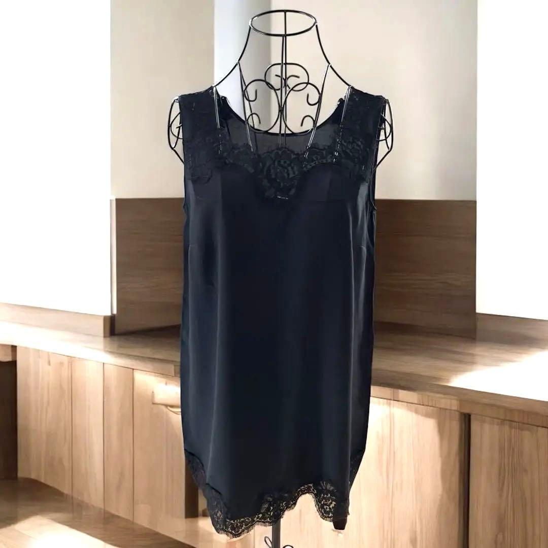 DOLCE&GABBANA レースキャミソール 黒 42 ドルガバ