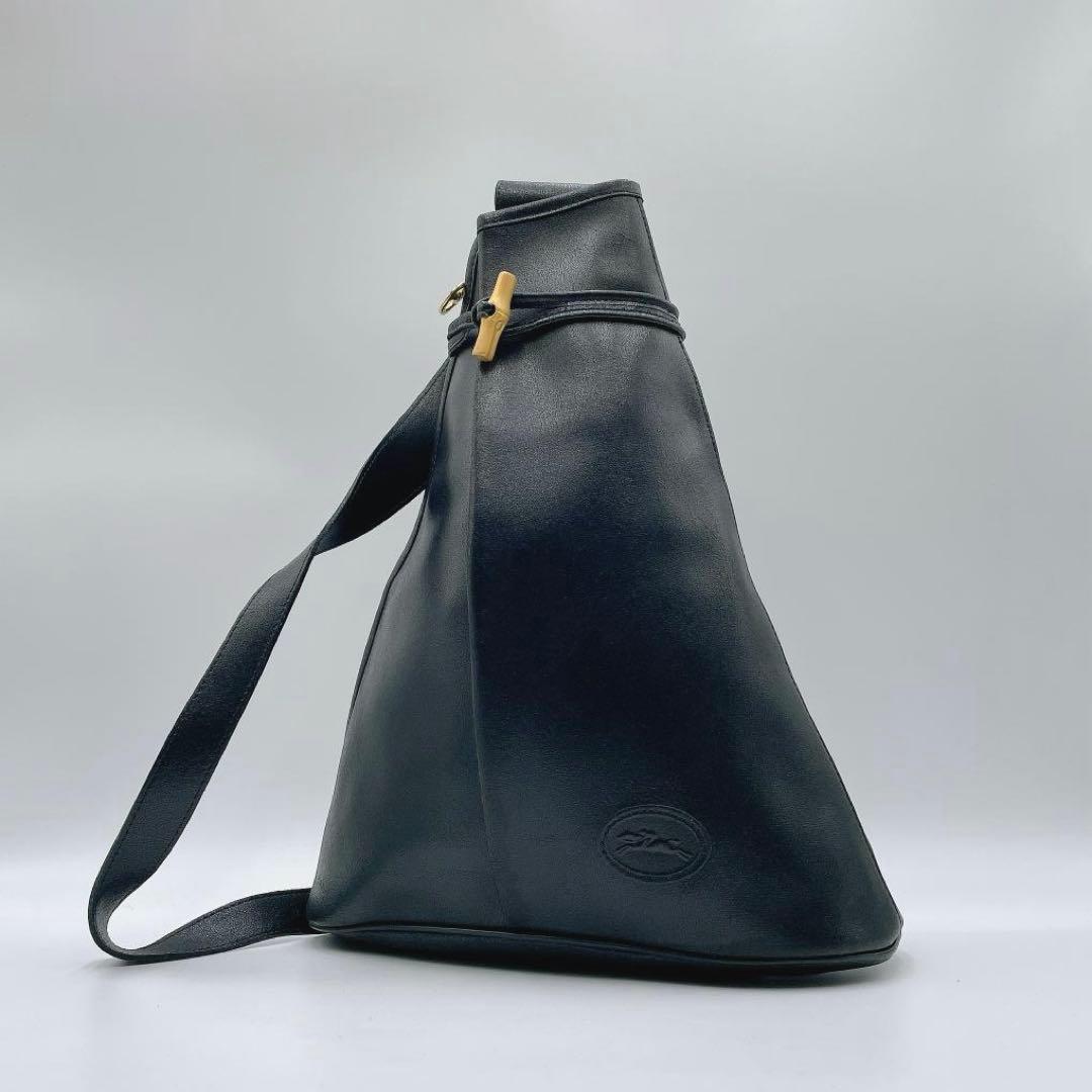 良品 Longchamp ワンショルダーバッグ ボディバッグ　黒 f404