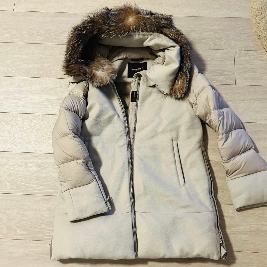 Moorer ベージュ ダウンジャケット　ミドル丈　美品　ムーレー