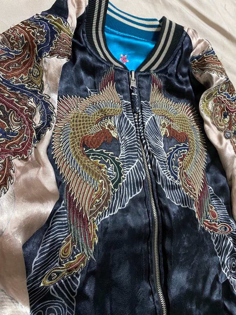雅結 美品 ２面用 日本限定 龍ワシ スカジャン レーヨン unisex