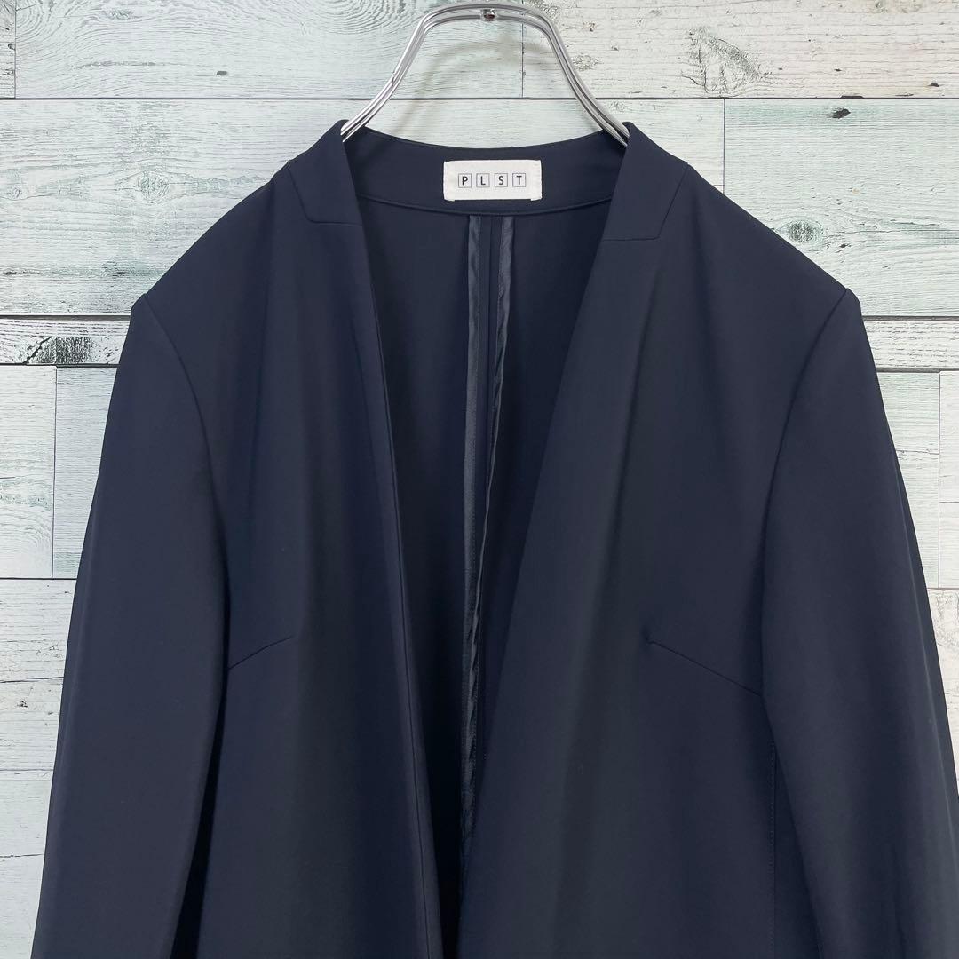 ☆美品☆プラステ PLST ノーカラーロングコート ネイビー Sサイズ