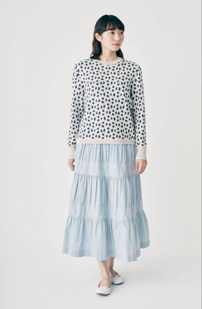 ミナペルホネン tambourine ティアードスカート lightblue