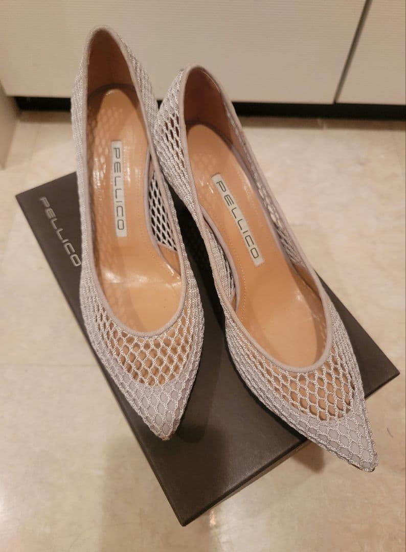 【美品】PELLICO ANIMA グレー メッシュパンプス